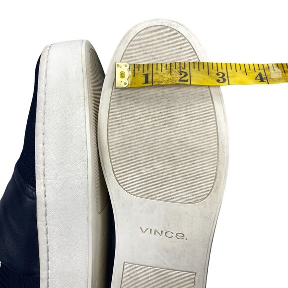 Vince Ward Slip On Sneaker Women's 7.5M Black Knit Top Leather Band Round Toe - Picture 12 of 12